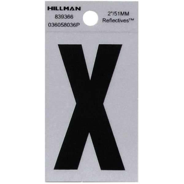 Hillman HILLMAN 2 in. Reflective Black Vinyl Self-Adhesive Letter X 1 pc, PK6 839366 - main